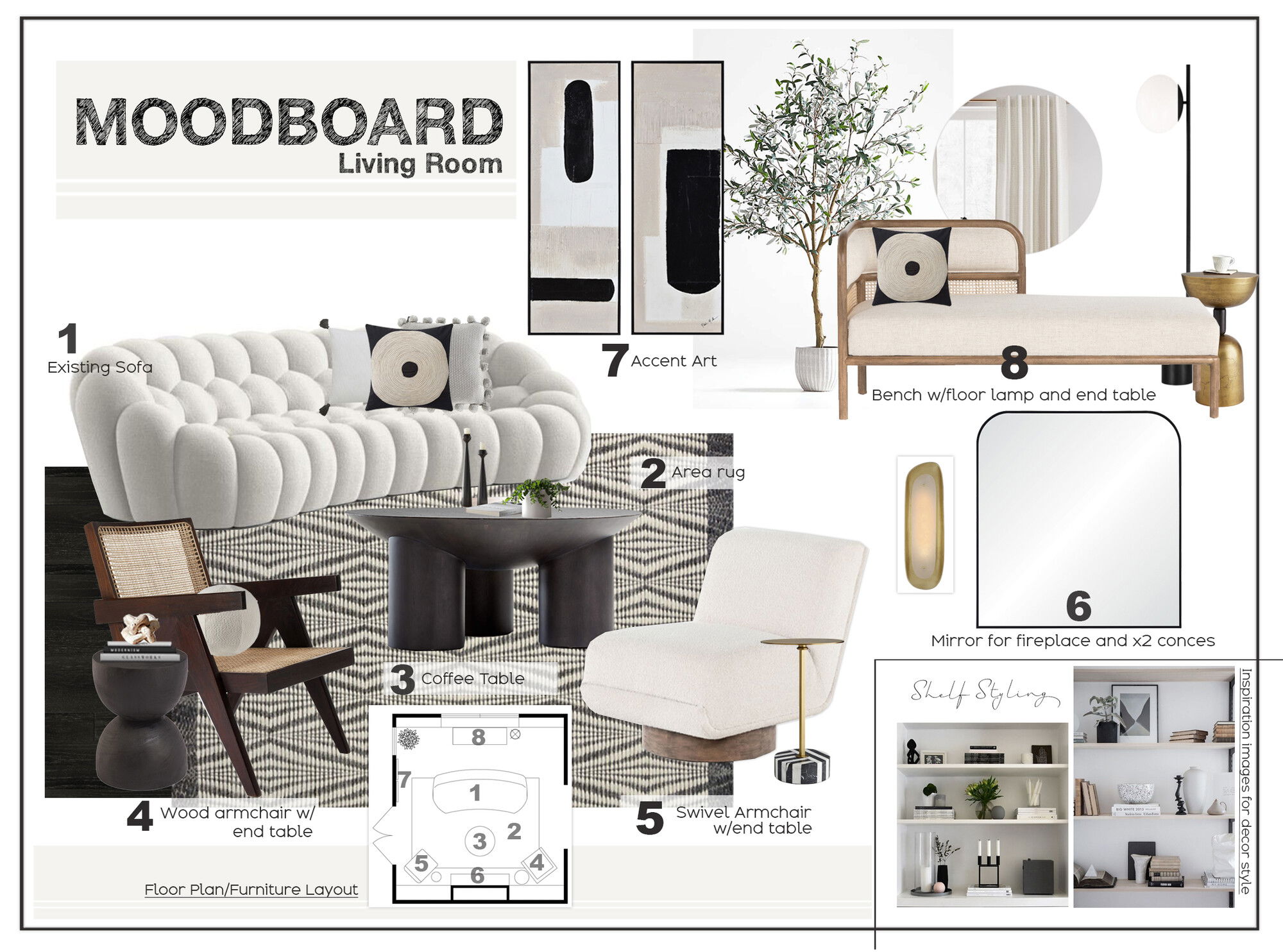 Bubble Curved Sofa Living Room Interior Design Marine H. Moodboard 1 thumb