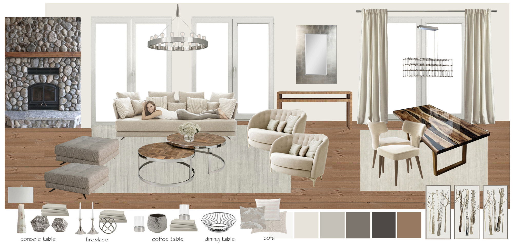 Online Designer Combined Living/Dining Interior Design Ideas