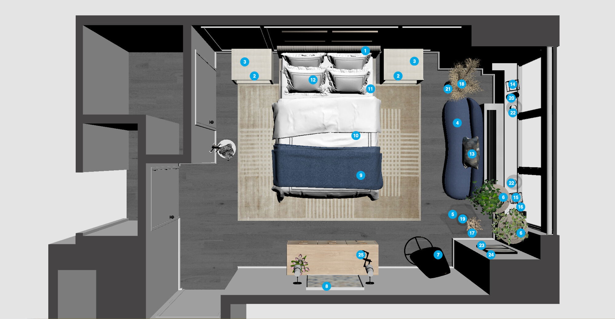 Plano del Dormitorio del Diseñador en Línea