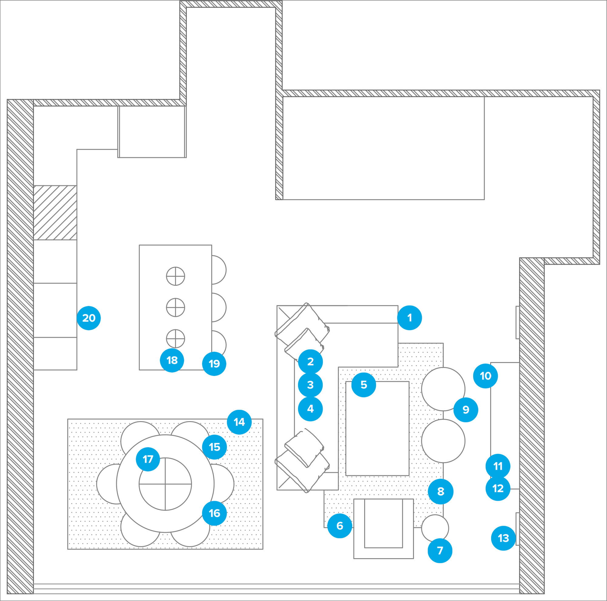 Online Designer Combined Living/Dining Floorplan