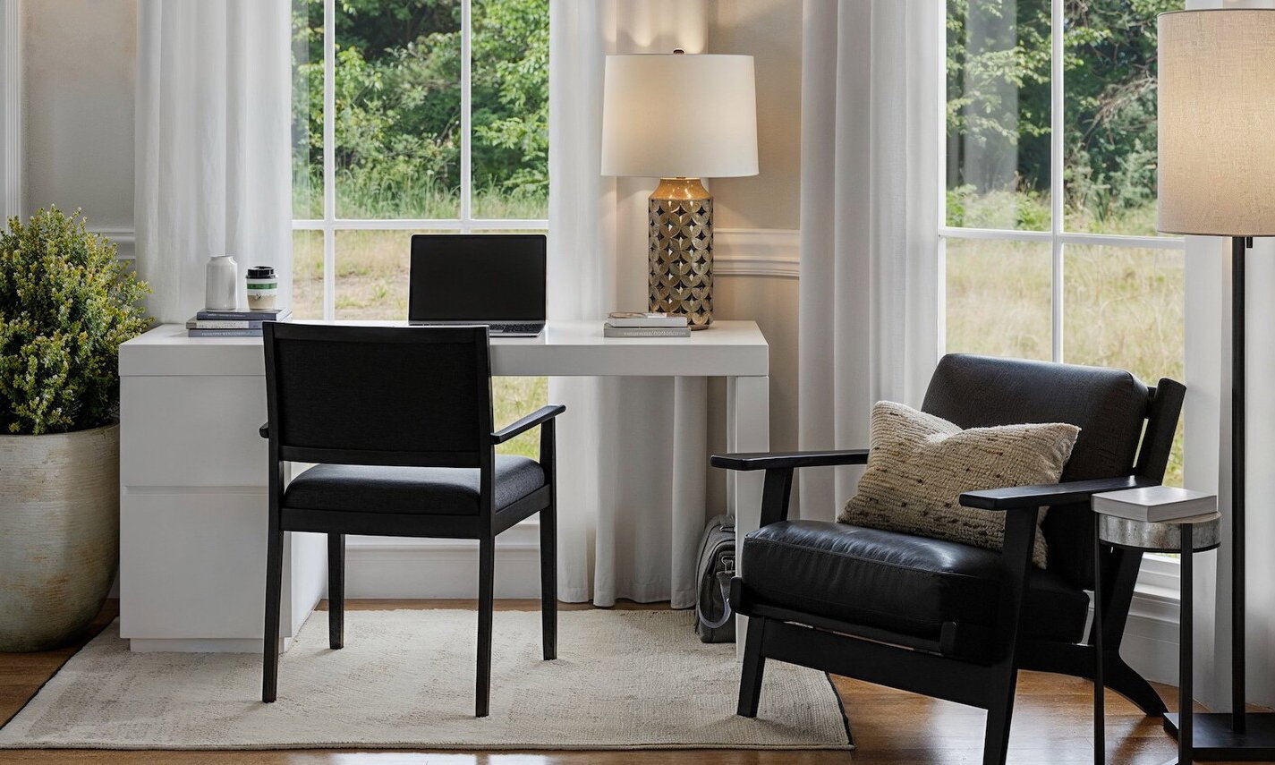 Contemporary High Ceilings Home with Fireplace by interior designers in Charlotte, North Carolina