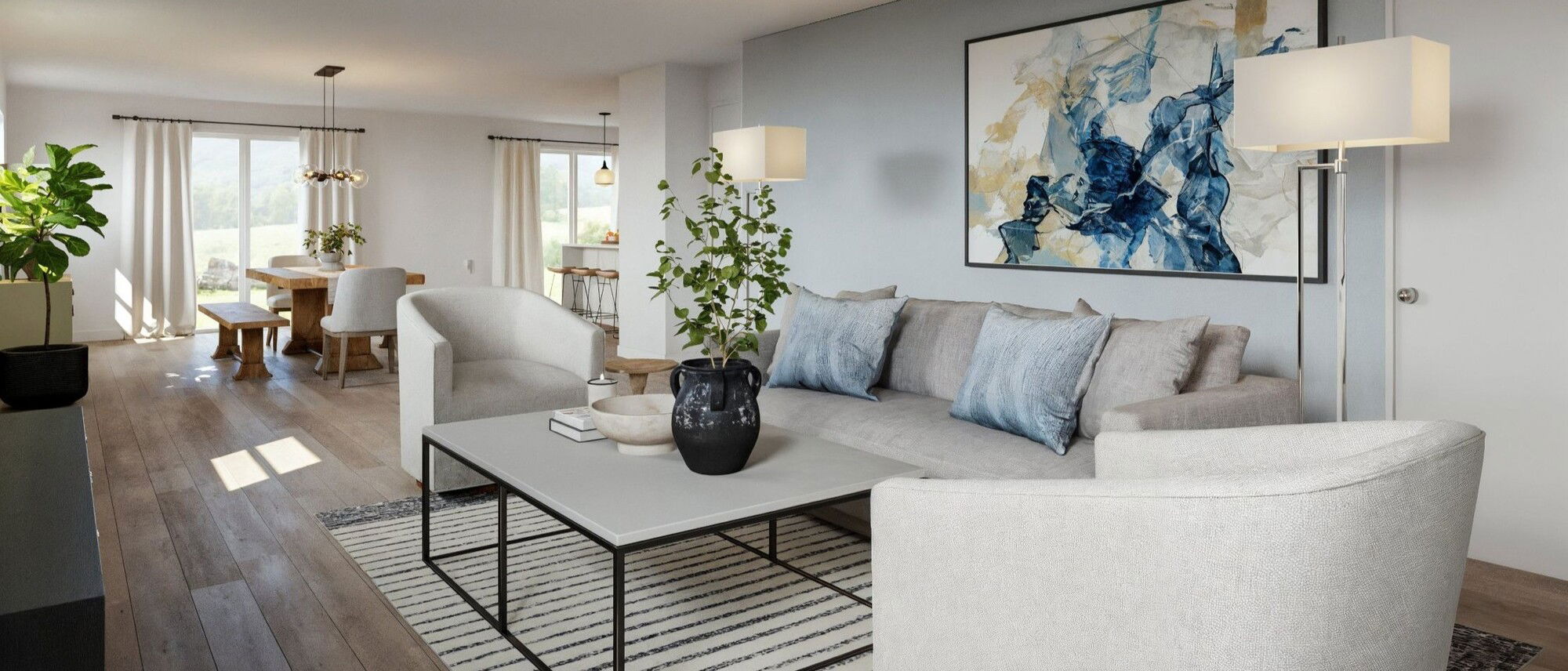 Limpio y fresco diseño de interiores modernos - Renderizado después