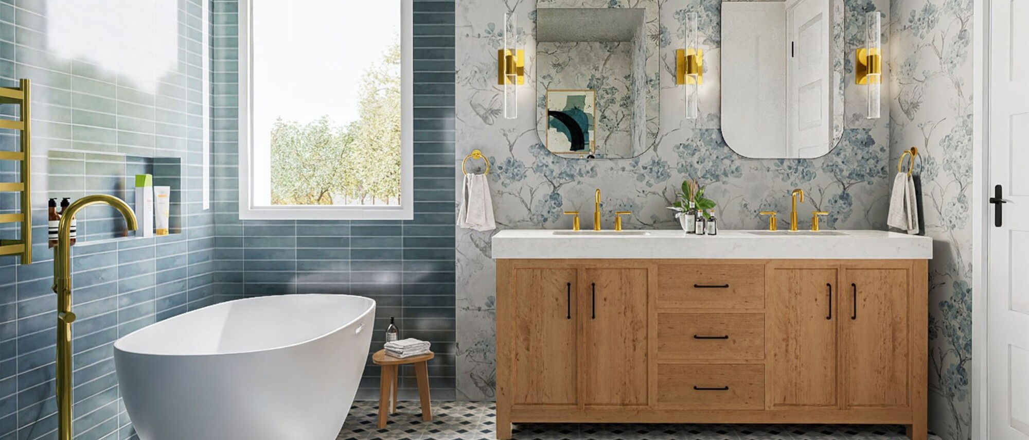 Transitional French Cottage Bath Remodel- After Rendering