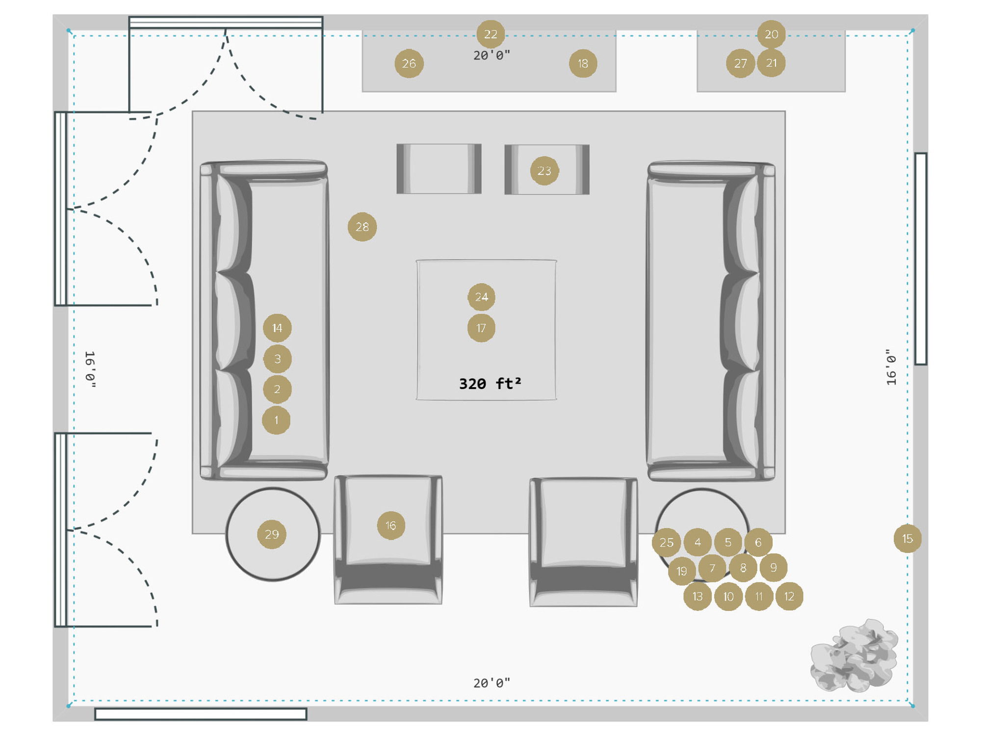 Online Designer Living Room Floorplan
