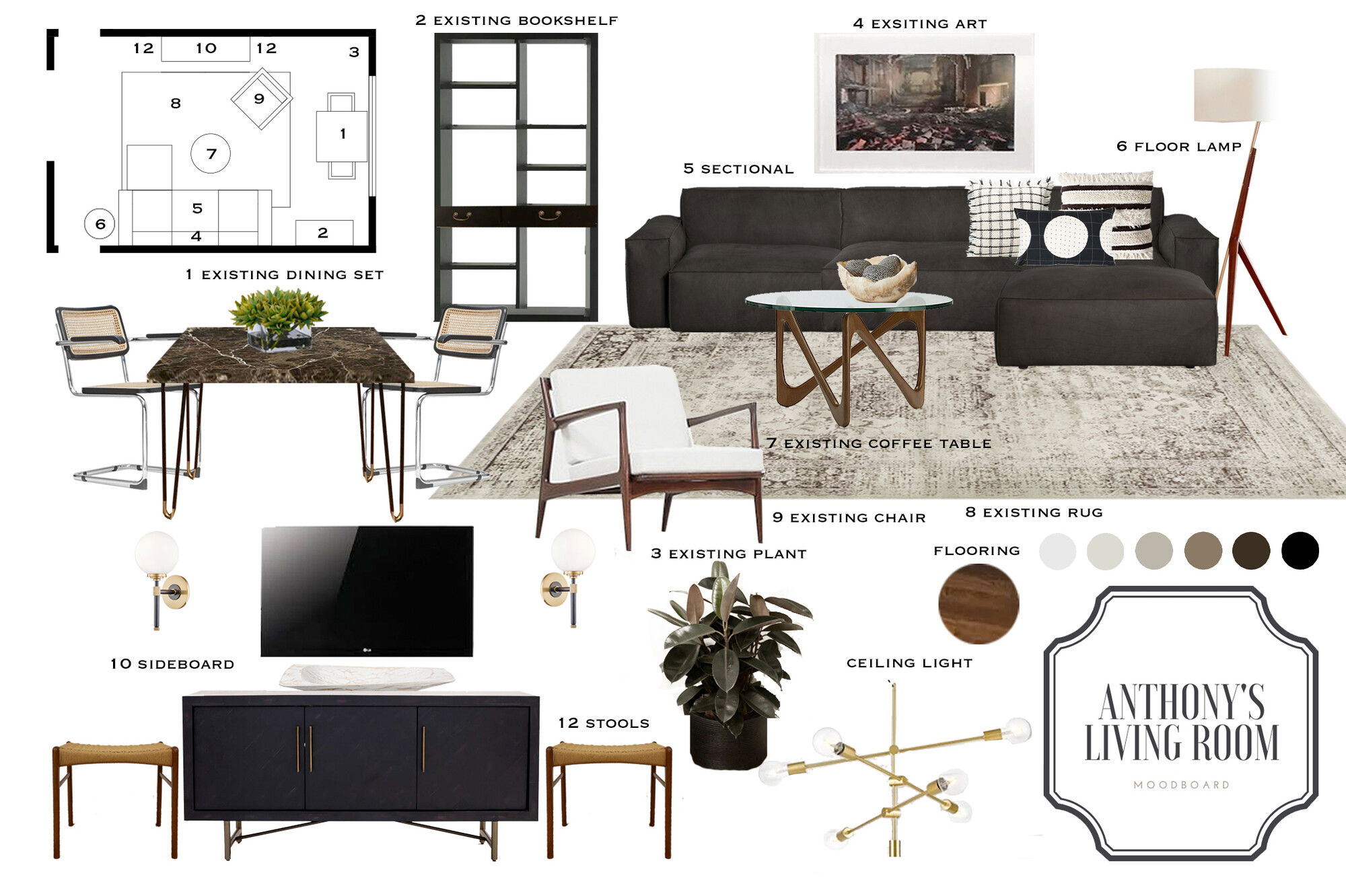 Ideas de diseño interior para sala de estar de diseñador en línea