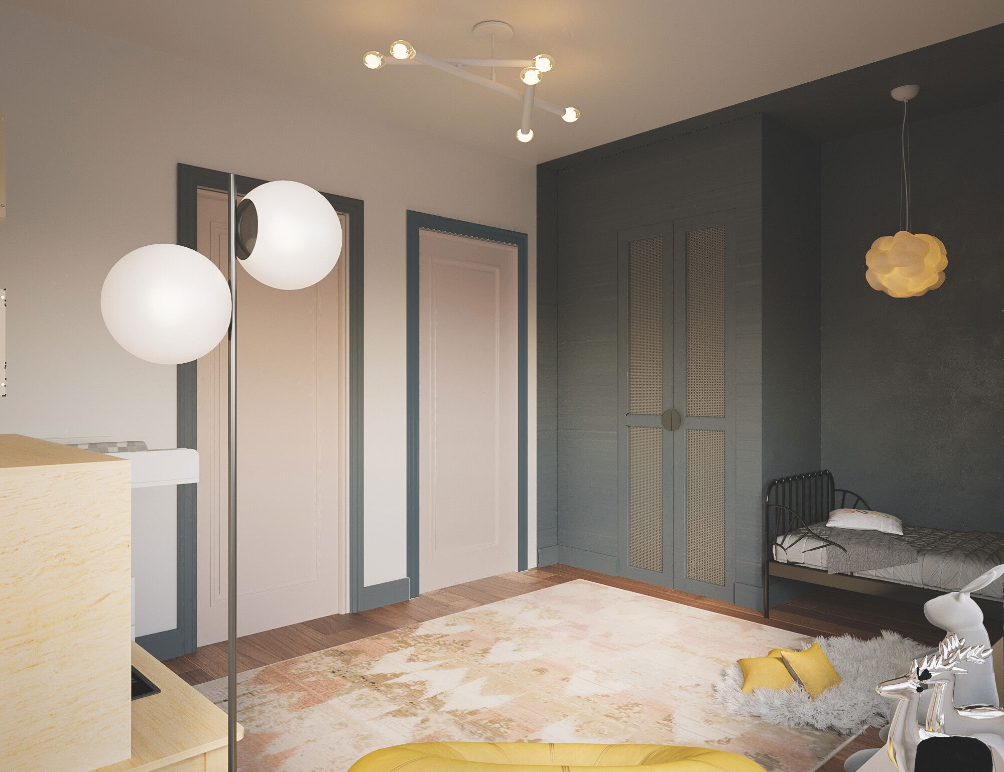 Estilo de diseño ecléctico para la habitación de un niño