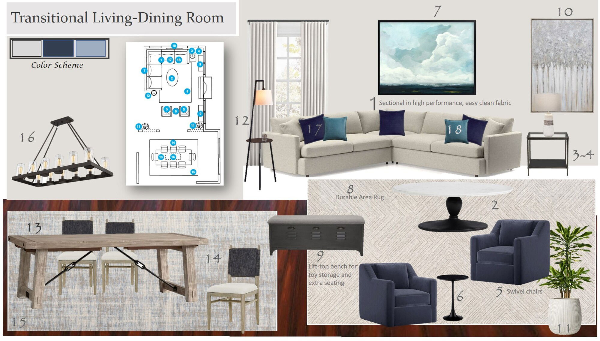 Online Designer Combined Living/Dining Interior Design Ideas