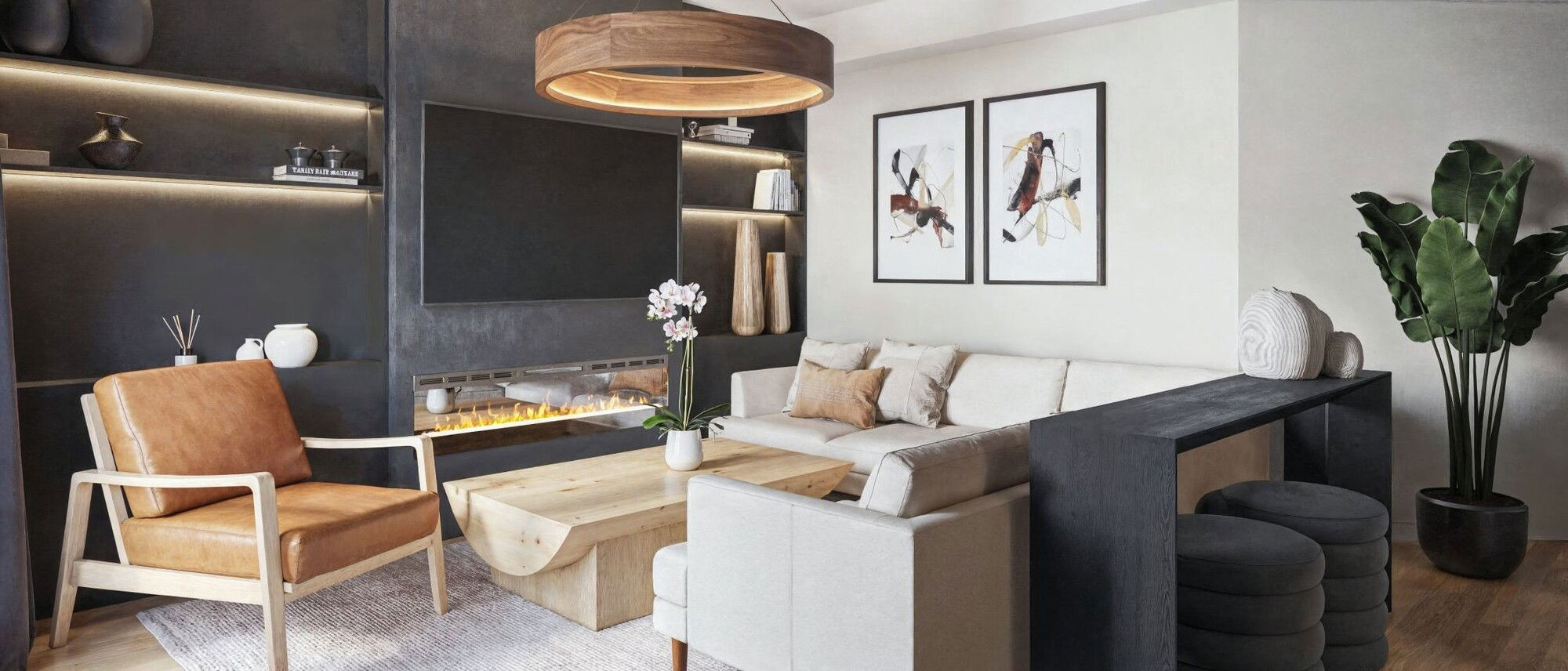 Modern Glam Main Floor & Basement Room Remodel- After Rendering