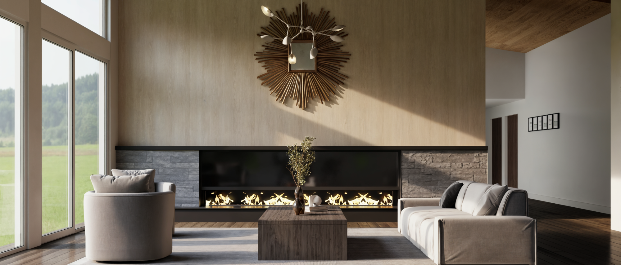 Elegant Contemporary Great Room Design by affordable Concord interior designers