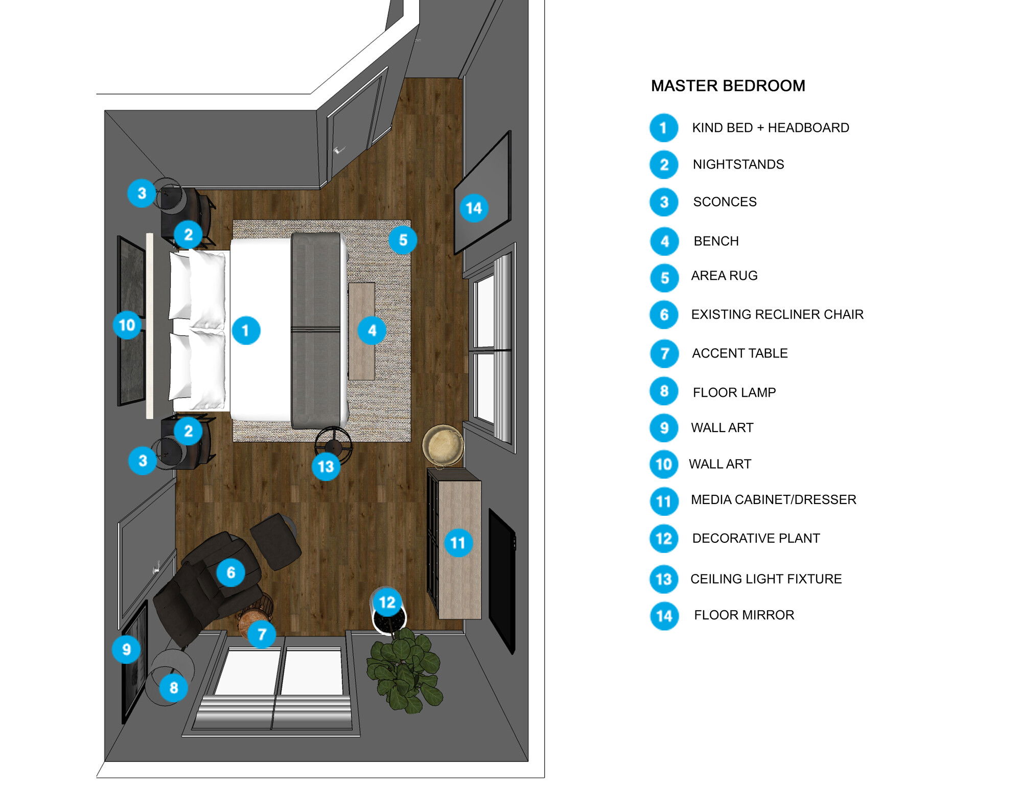 Online Designer Bedroom Floorplan