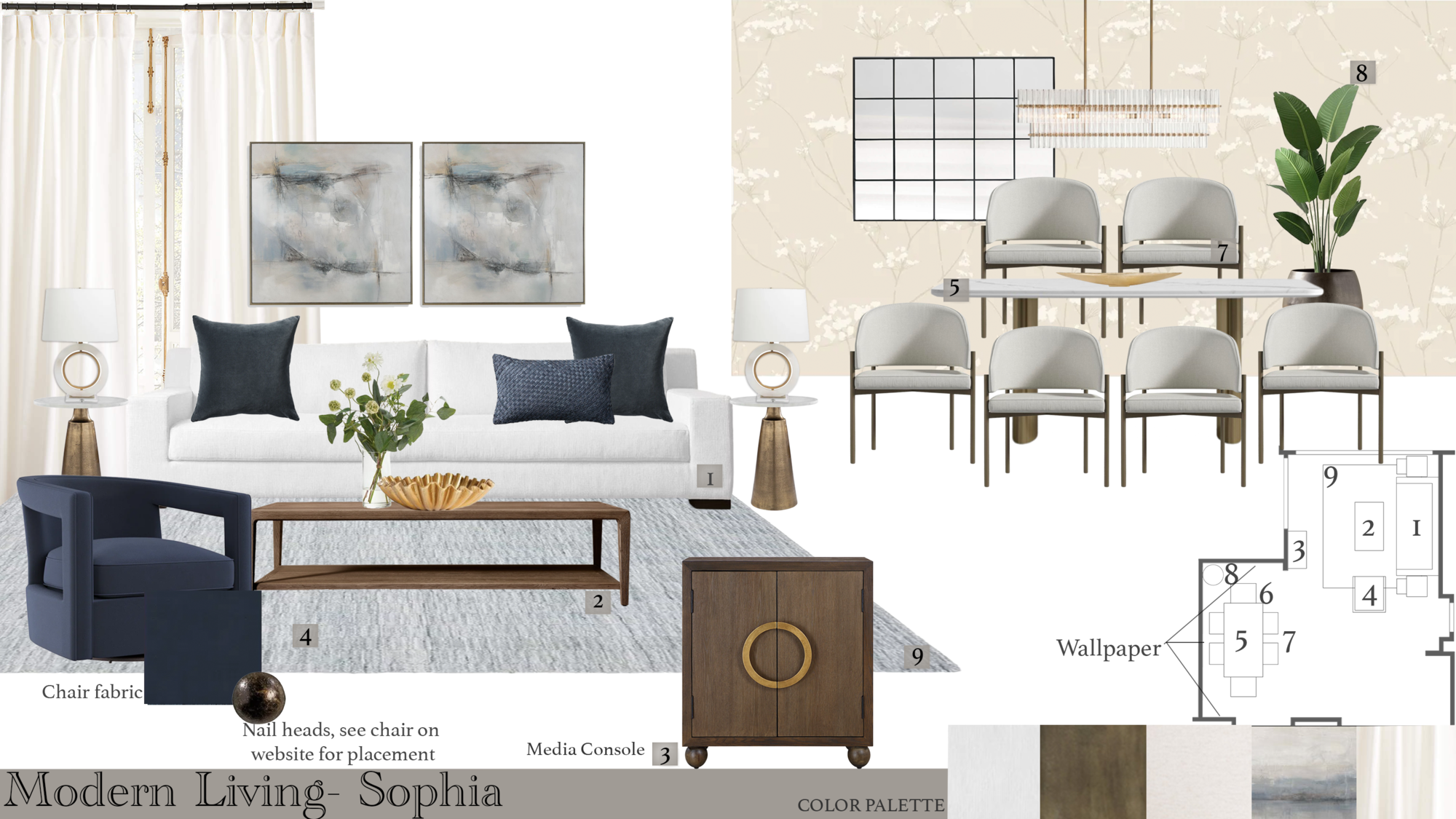 Online Designer Combined Living/Dining Interior Design Ideas