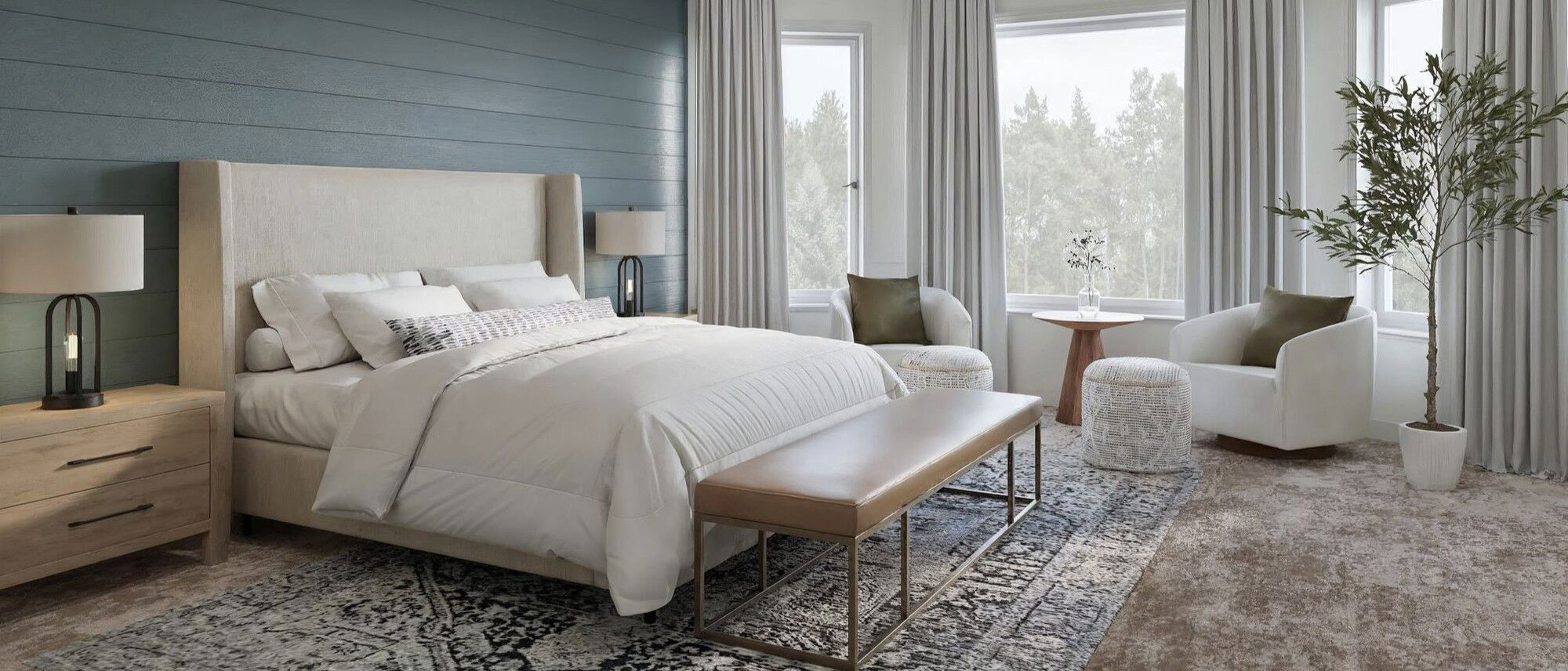 Contemporary Farmhouse Master Bedroom Makeover- After Rendering