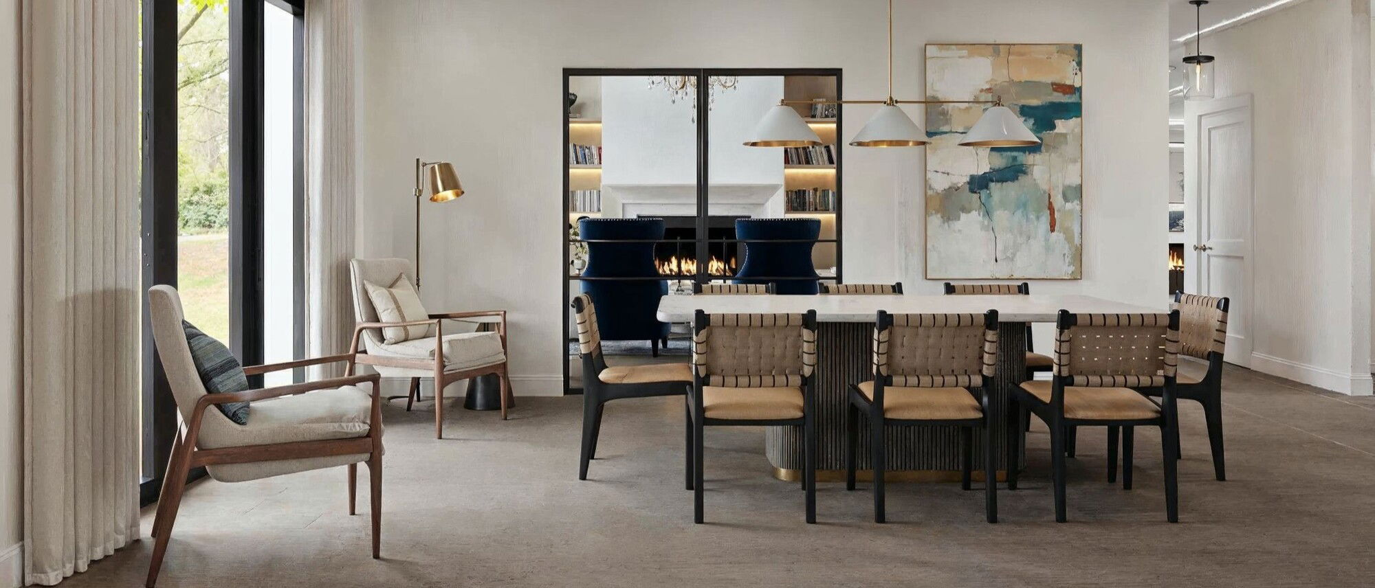 Contemporary Breakfast Room with Lounge by interior designers in Hamptons, New York