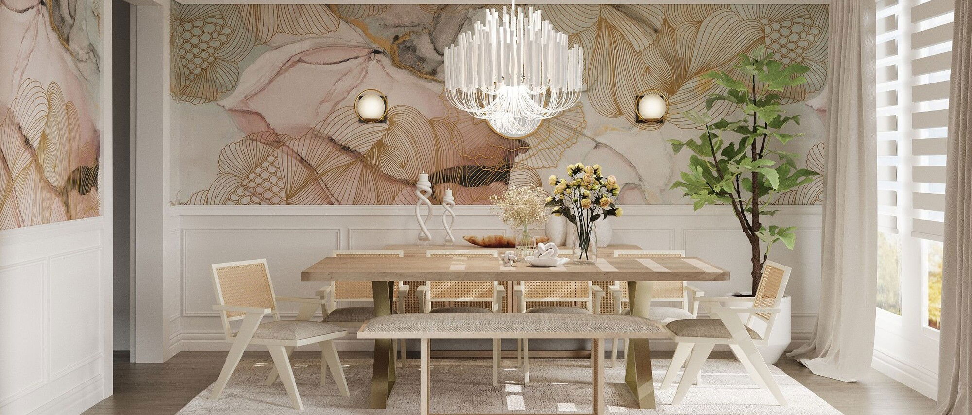 Luxe Contemporary Dining Room Transformation- After Rendering