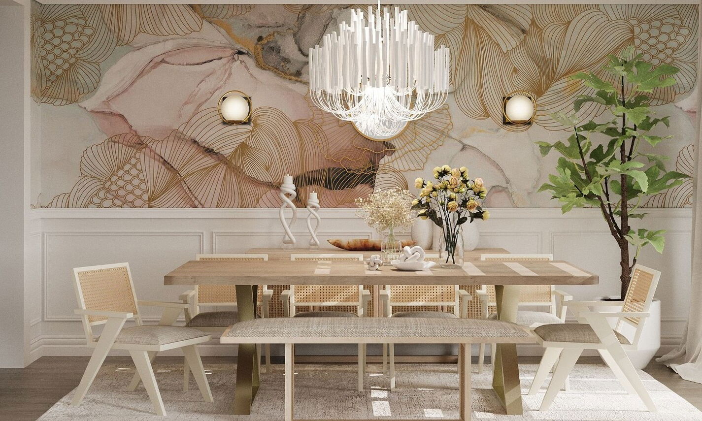 Luxe Contemporary Dining Room Transformation by interior designers in College Station, Texas