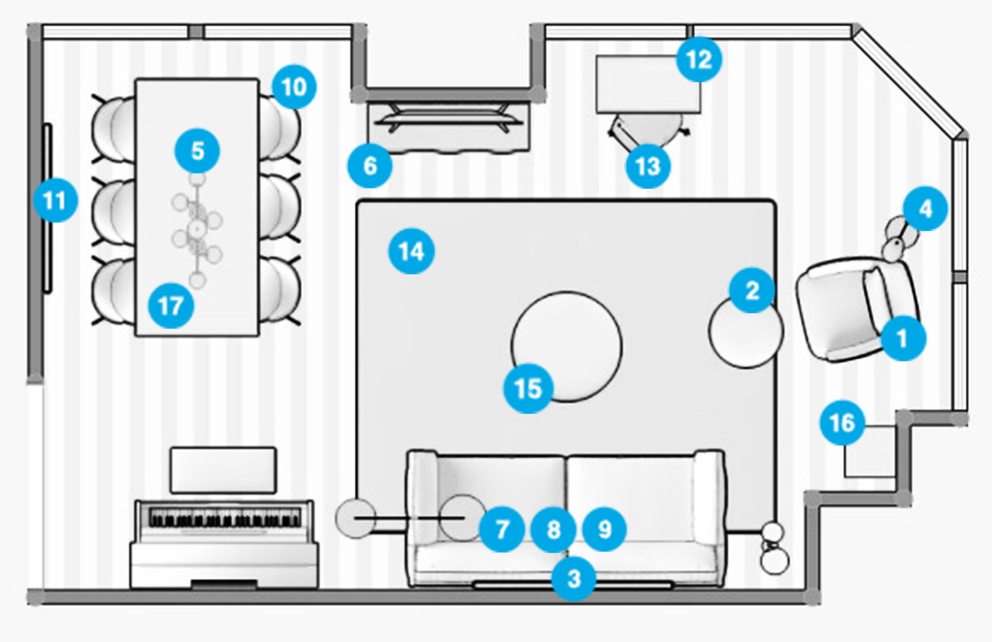 Online Designer Combined Living/Dining Floorplan