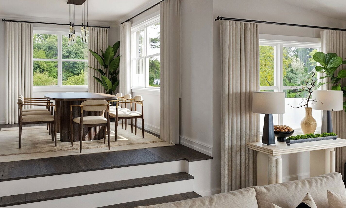 Chic & Cozy Living & Dining Room Design by top Springfield interior designers