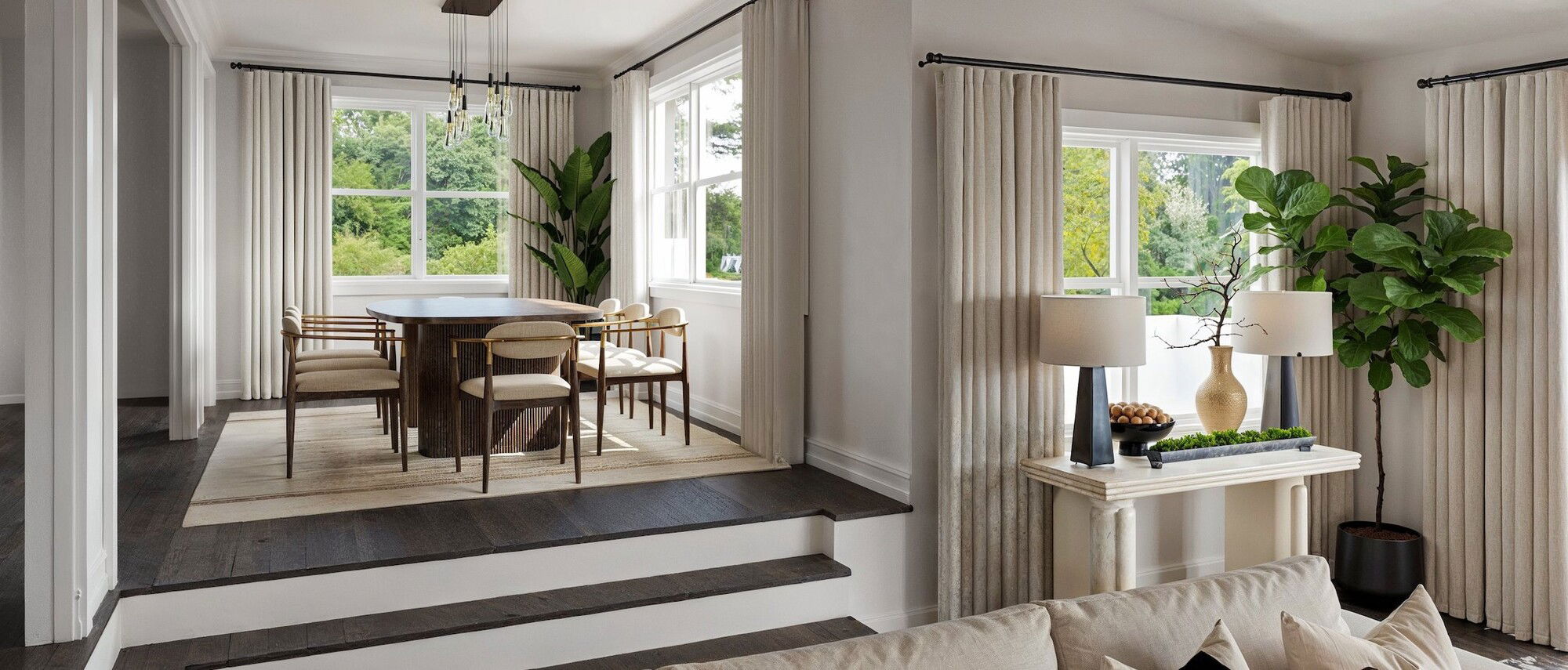 Chic & Cozy Living & Dining Room Design by top Springfield interior designers