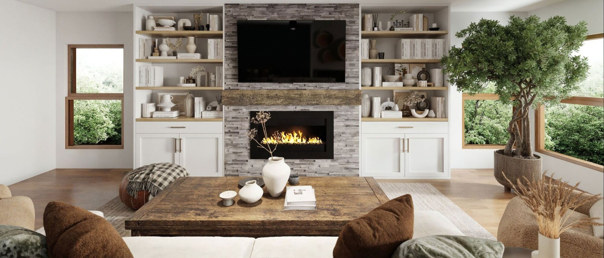 Elegant Transitional Rustic & Chic Home Design- After Rendering