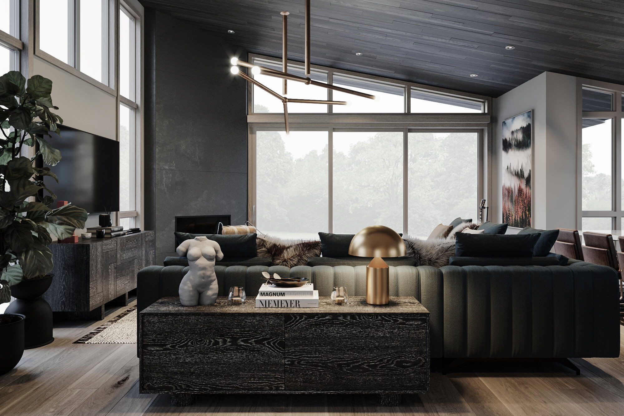 Renderizado de Diseño de Interiores Modernos y con Ambiente