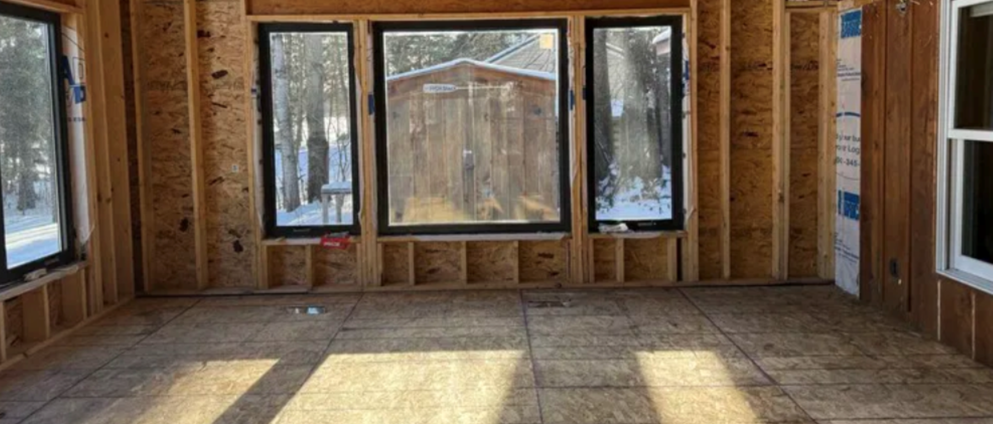 Warm Rustic Modern Sunroom Cabin Transformation- Before Photo