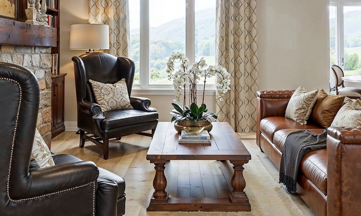 Classy Traditional Living & Dining Design by affordable Chattanooga interior designers