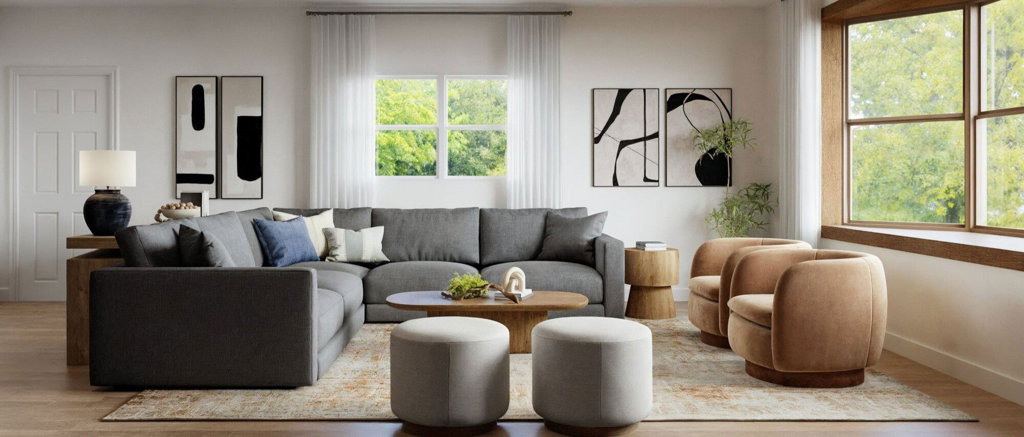 Fresh & Modern Living Room Interior Design by affordable Palm Bay interior designers