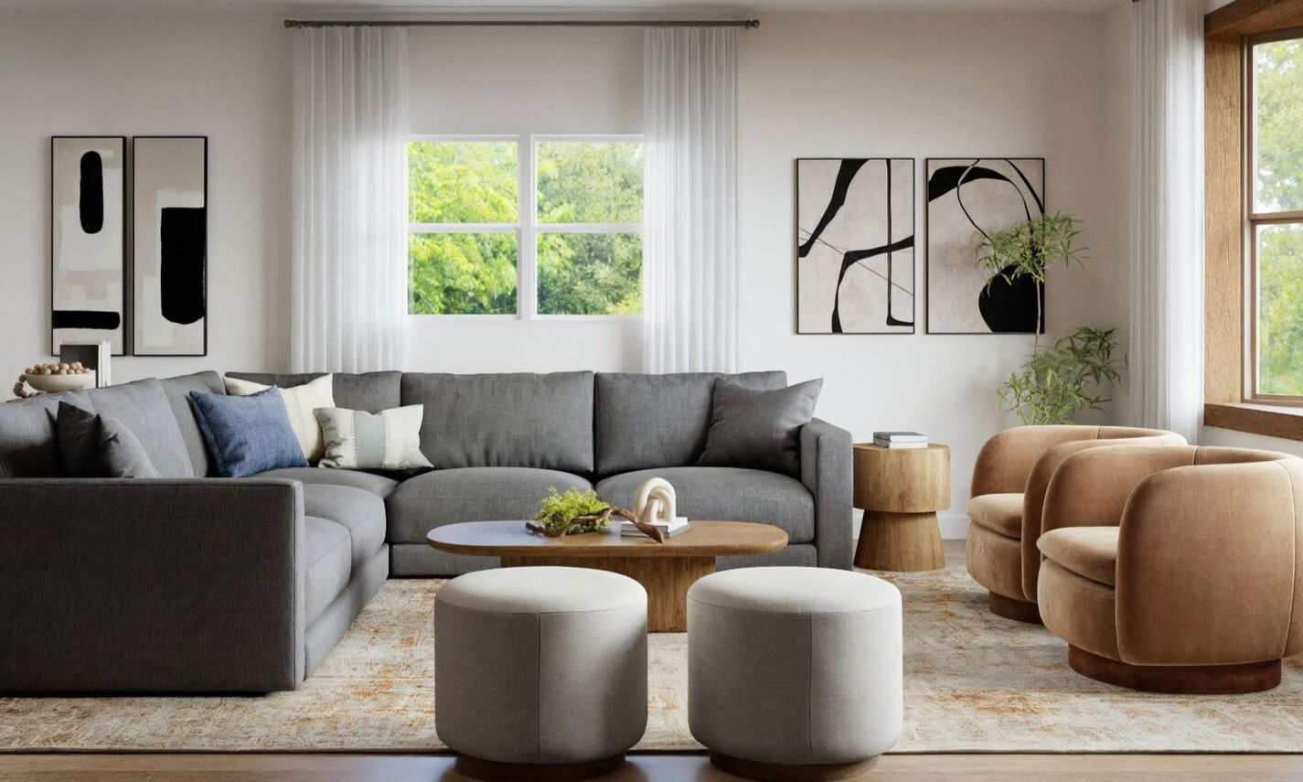 Fresh & Modern Living Room Interior Design by affordable Sarasota interior designers