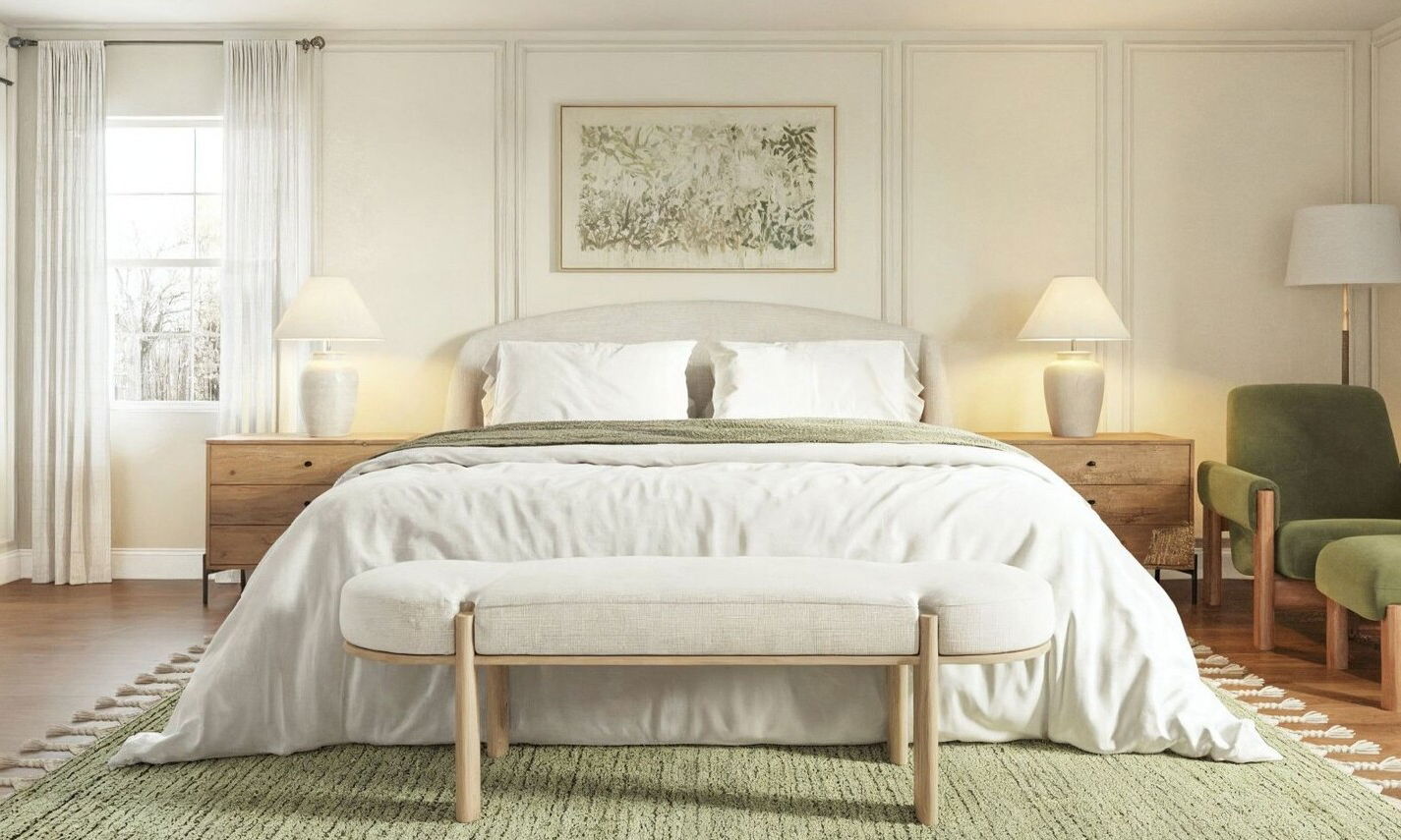 Fresh & Inviting Master Bedroom Design by interior designers in Macon, Georgia