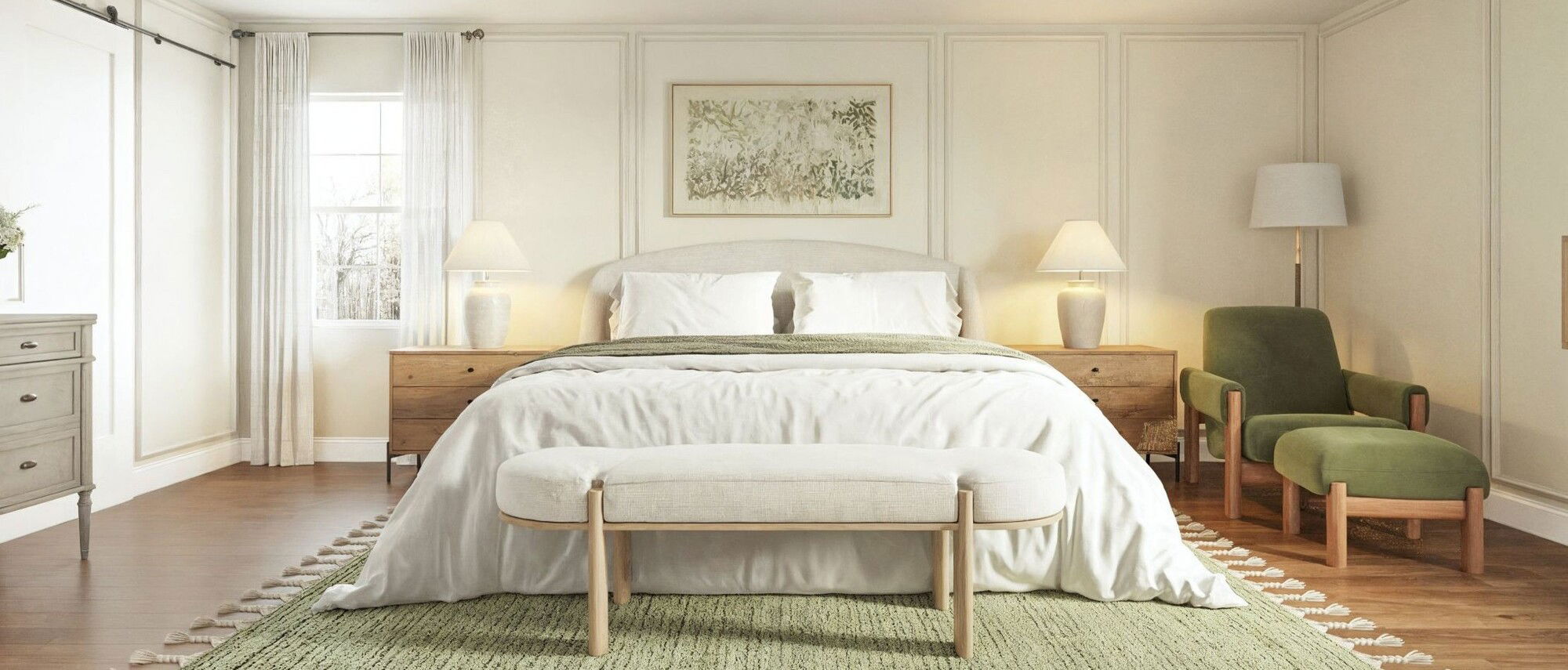 Fresh & Inviting Master Bedroom Design by top Chattanooga interior designers