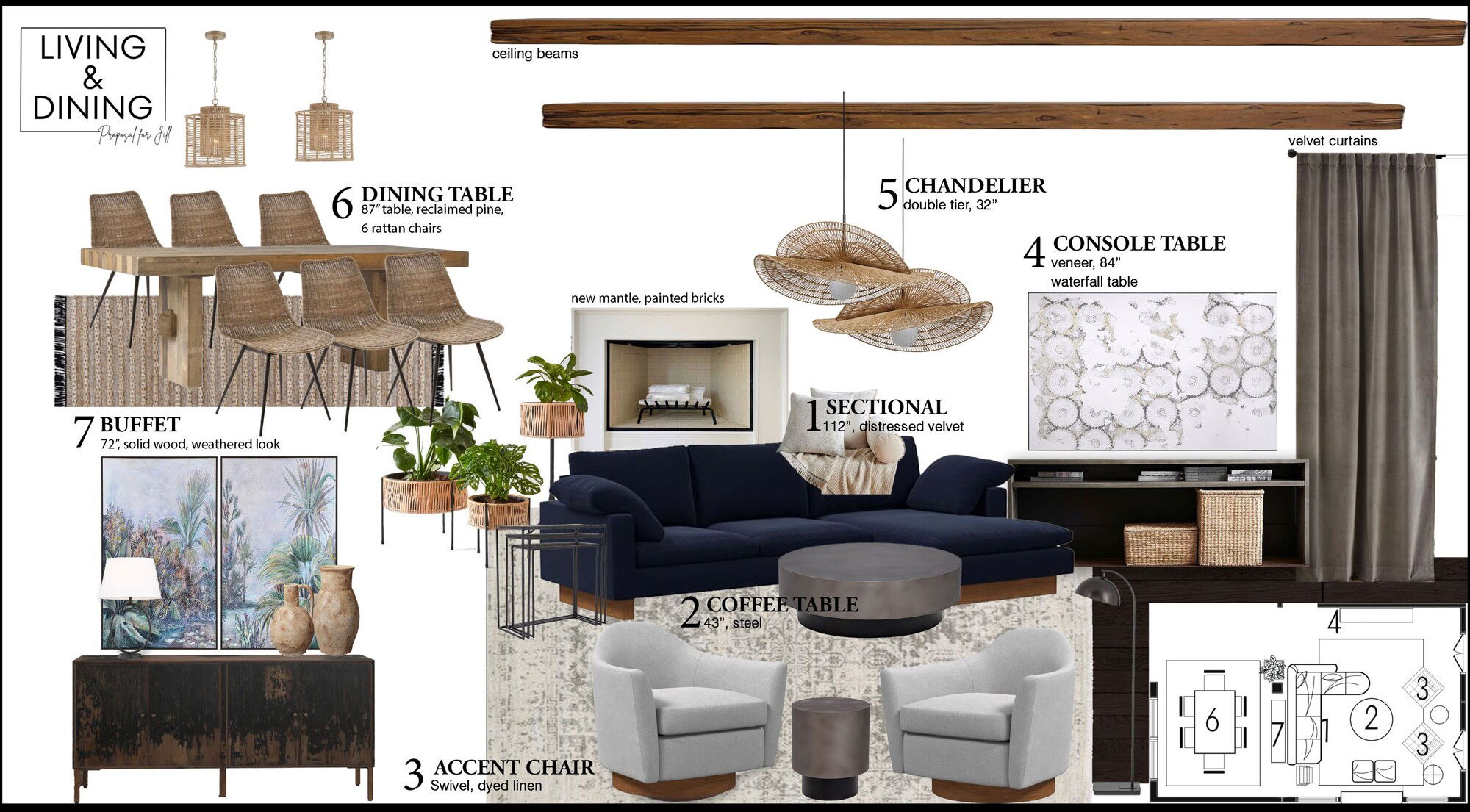 Online Designer Combined Living/Dining Interior Design Ideas