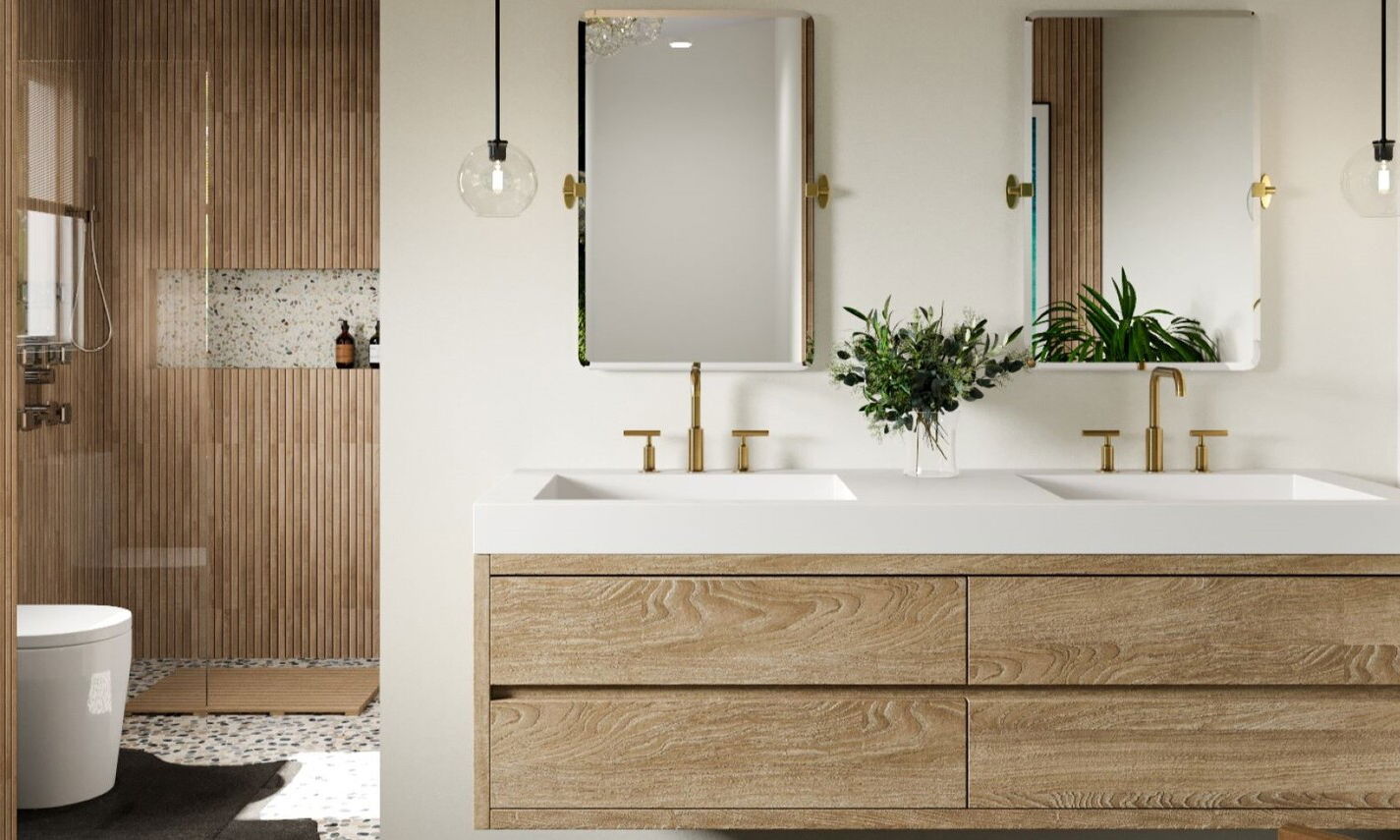 Lush Modern Topical Bathroom by interior designers in Lakeland, Florida