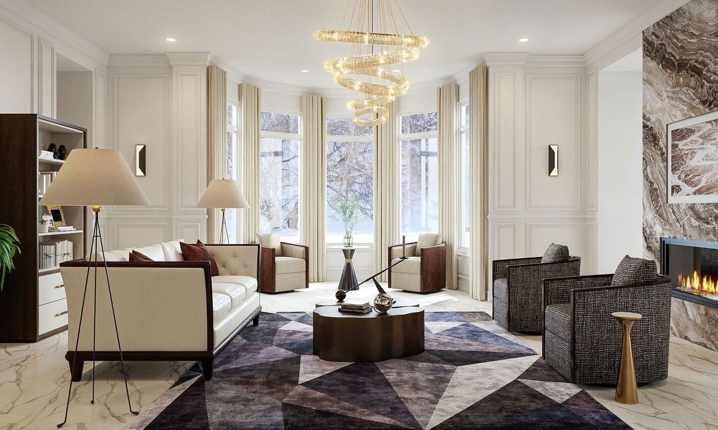 Luxe Glam Living Room Design by top Richmond interior designers
