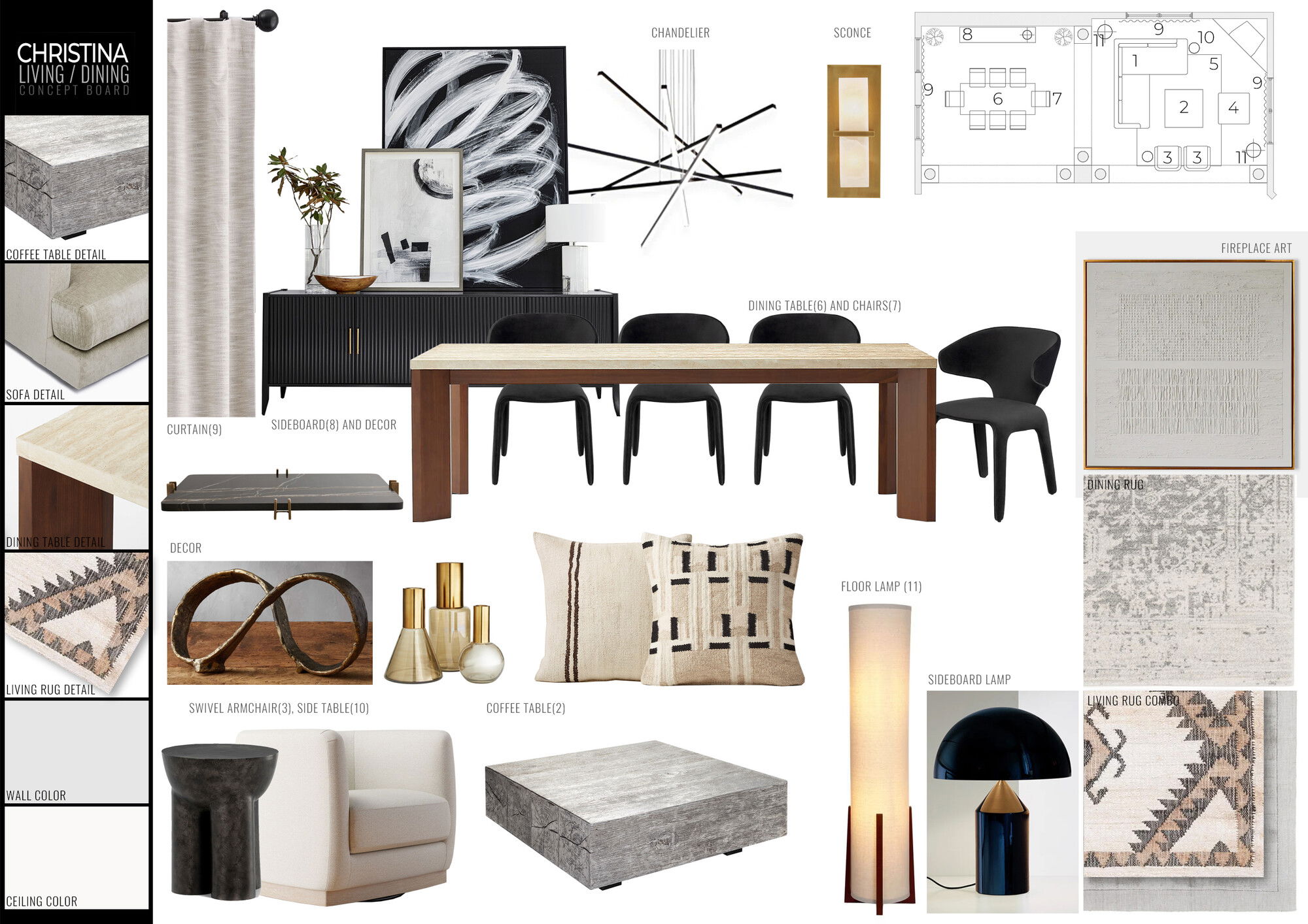 Online Designer Combined Living/Dining Interior Design Ideas