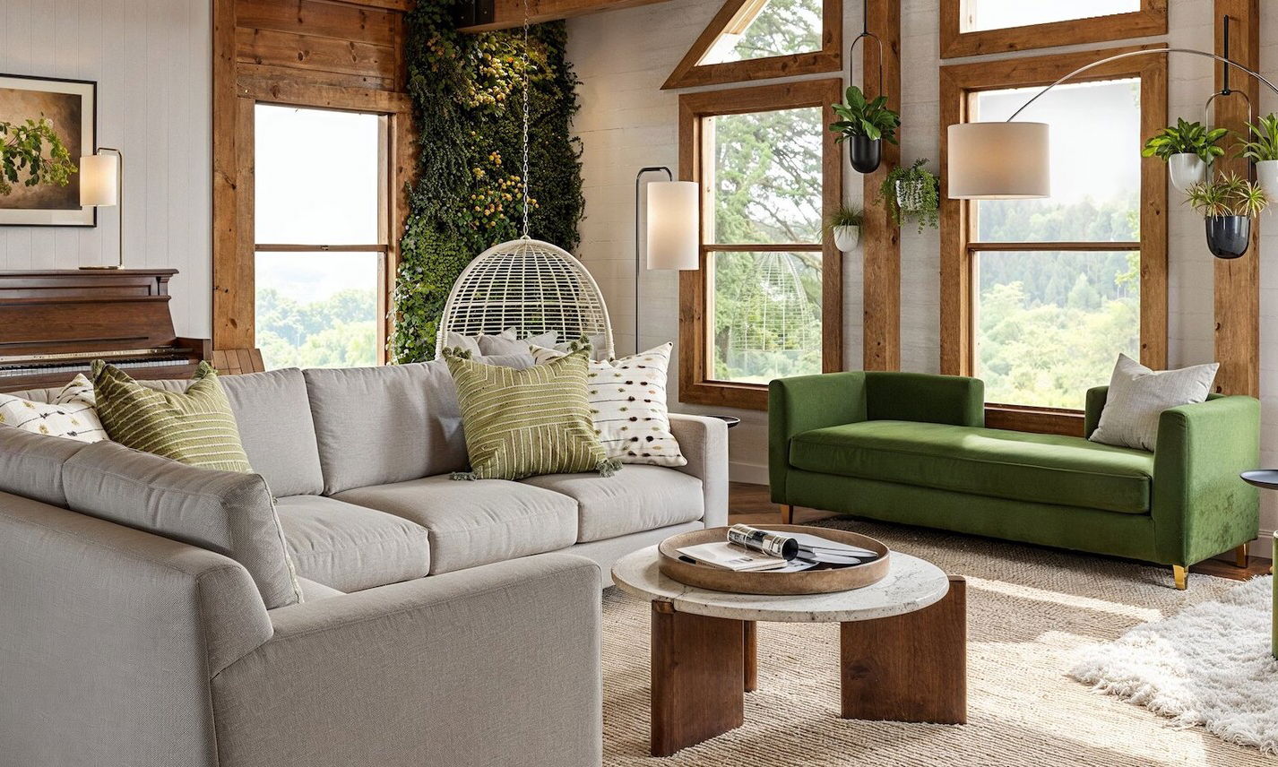 Modern Rustic Cabin Living Room Design  by affordable New York interior designers