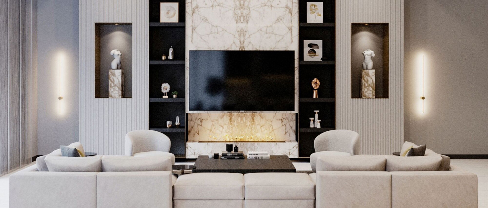 Diseño de interiores de nueva construcción de lujo por diseñadores de interiores en Sarasota, Florida