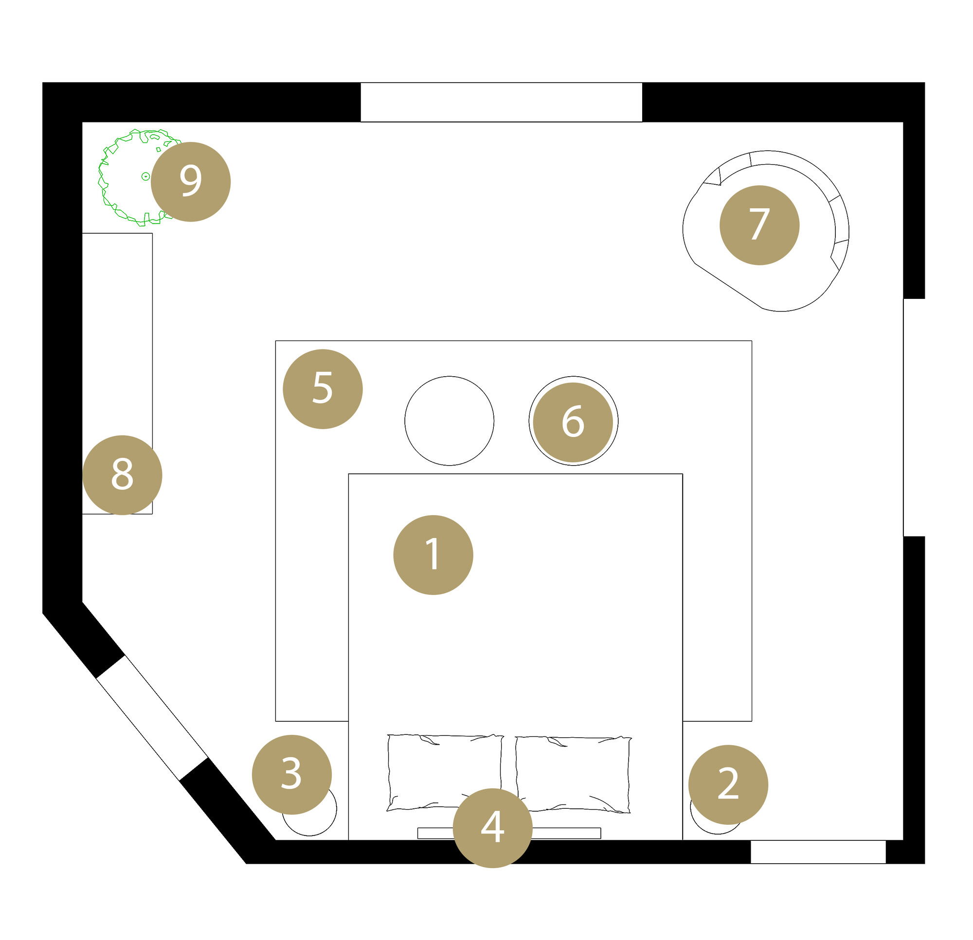 Plano del Dormitorio del Diseñador en Línea