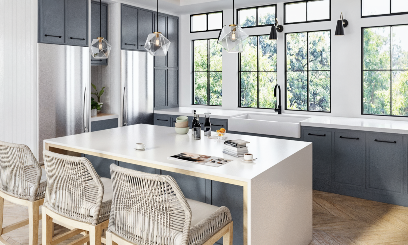 Blue & White Kitchen & Rustic Home Design by interior designers in Pensacola, Florida
