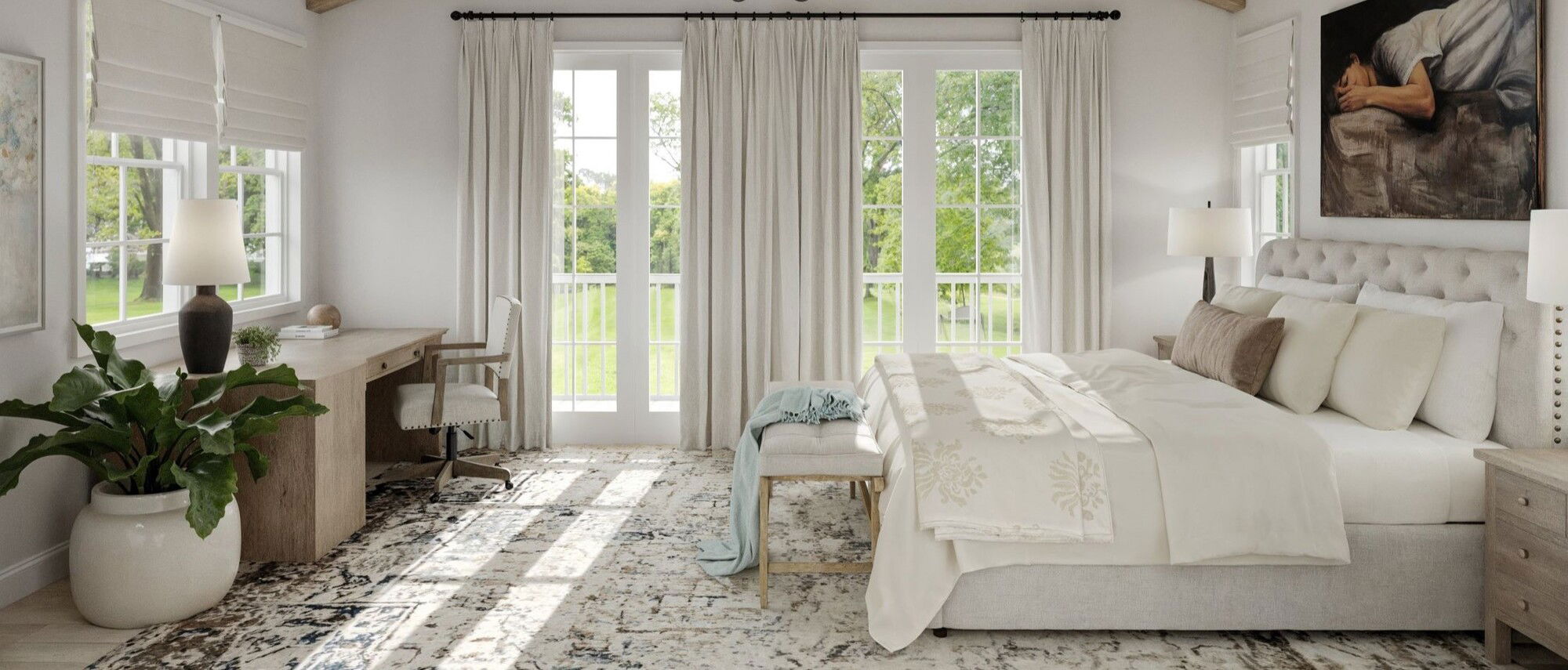Diseño de dormitorio principal moderno español - Renderizado después