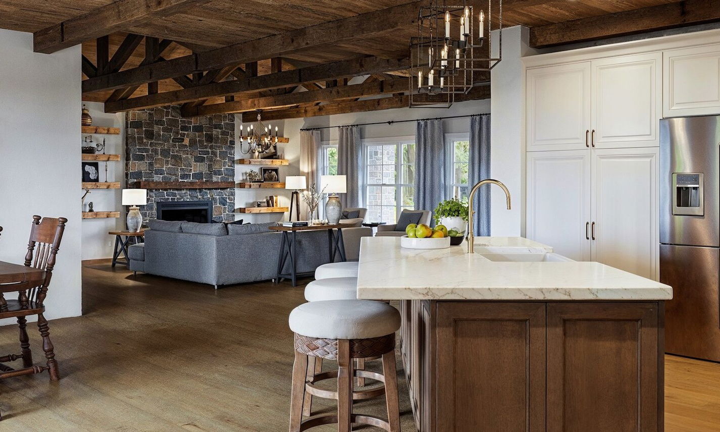 Rustic Vaulted Wood Ceiling Home Interior Design by top Dallas interior designers