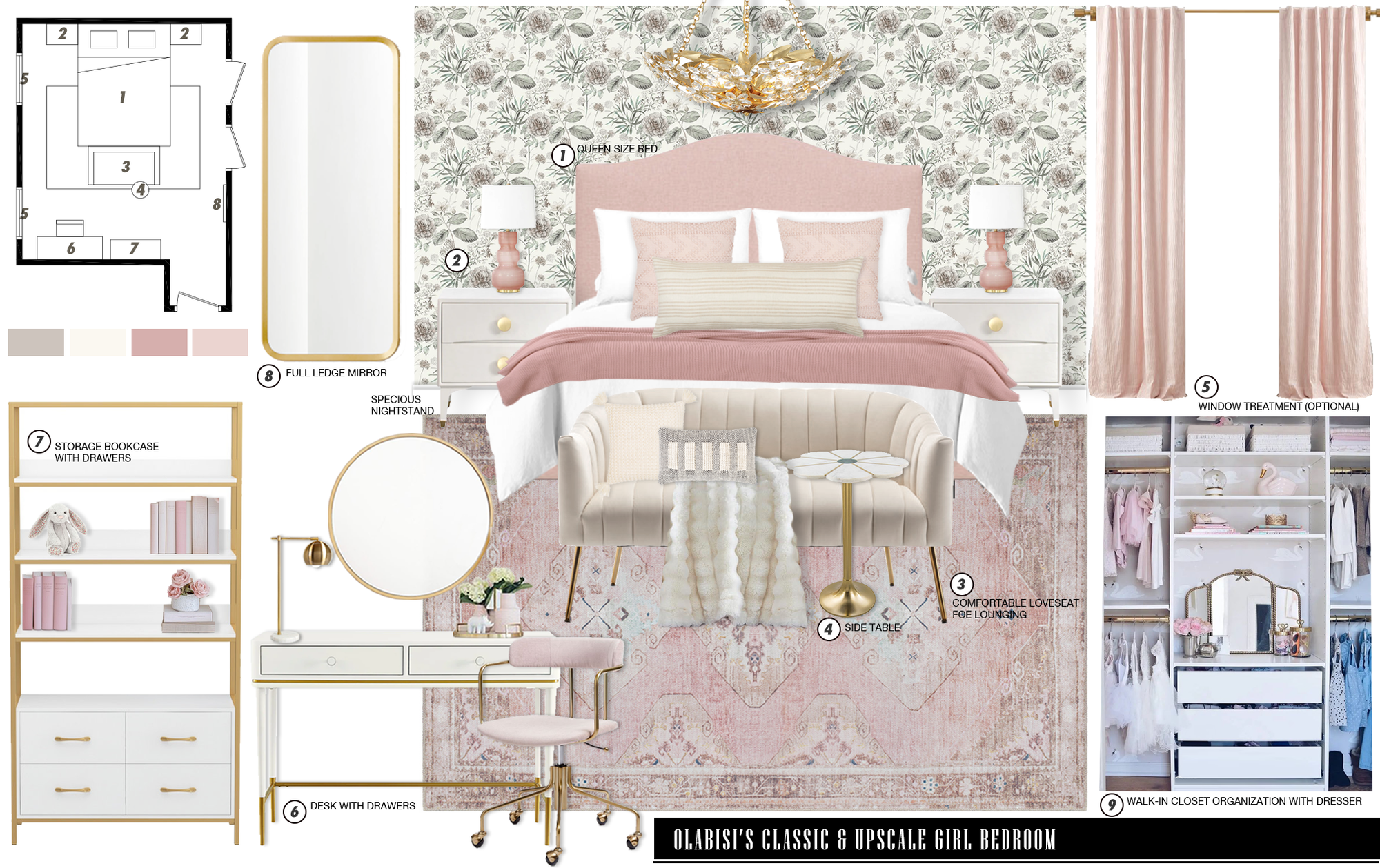 Girly Glam Sophisticated Bedroom Renovation Picharat A.  Moodboard 1 thumb