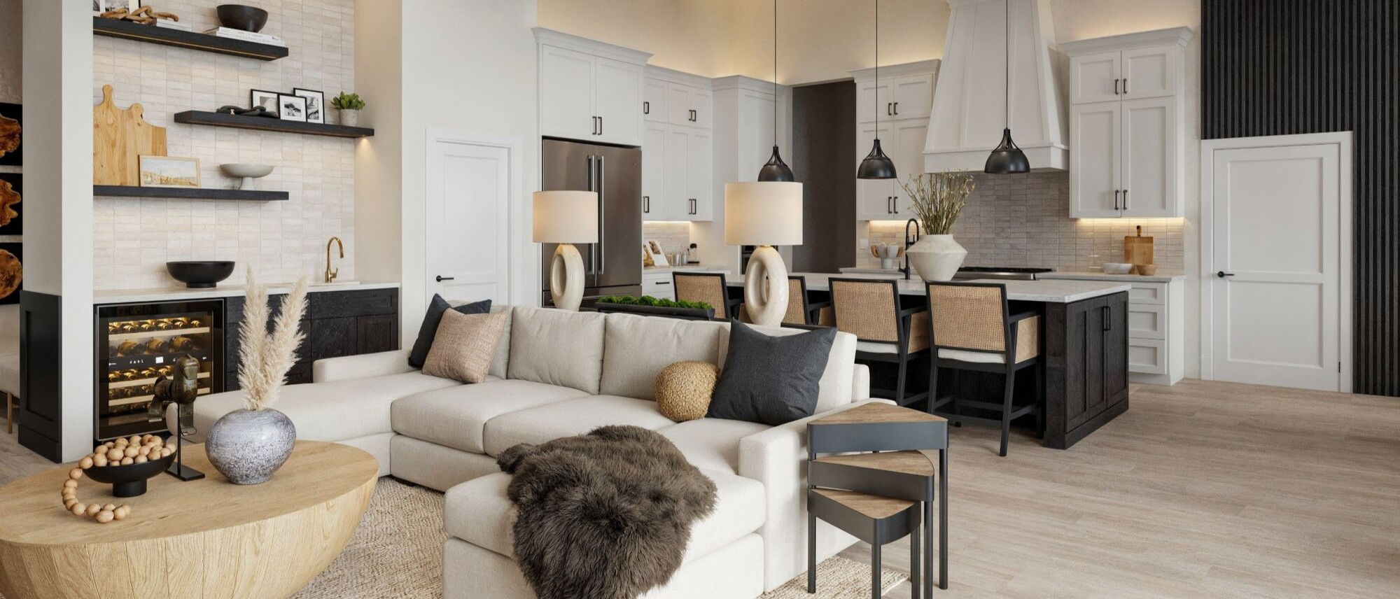 Modern Neutral Living Dining Room Combo by top Vancouver interior designers