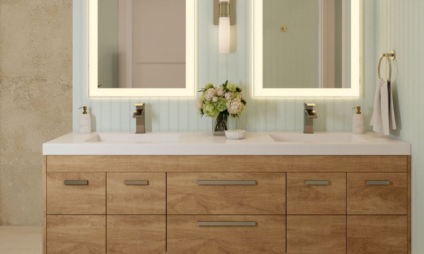Retiro de Baño Costero Moderno por diseñadores de interiores asequibles en Sarasota