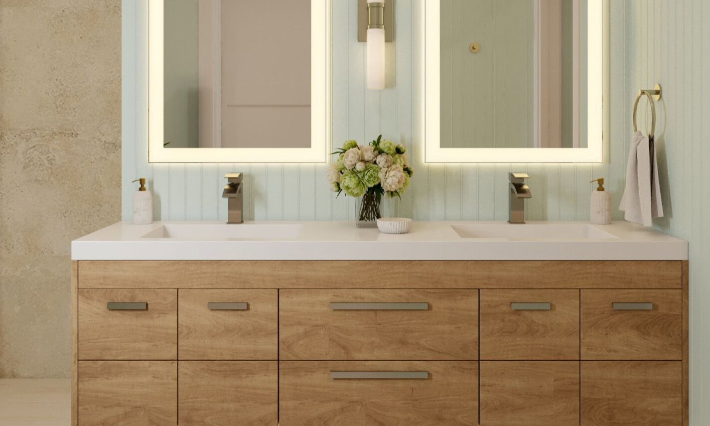 Retiro de baño costero moderno por los mejores diseñadores de interiores de Clearwater