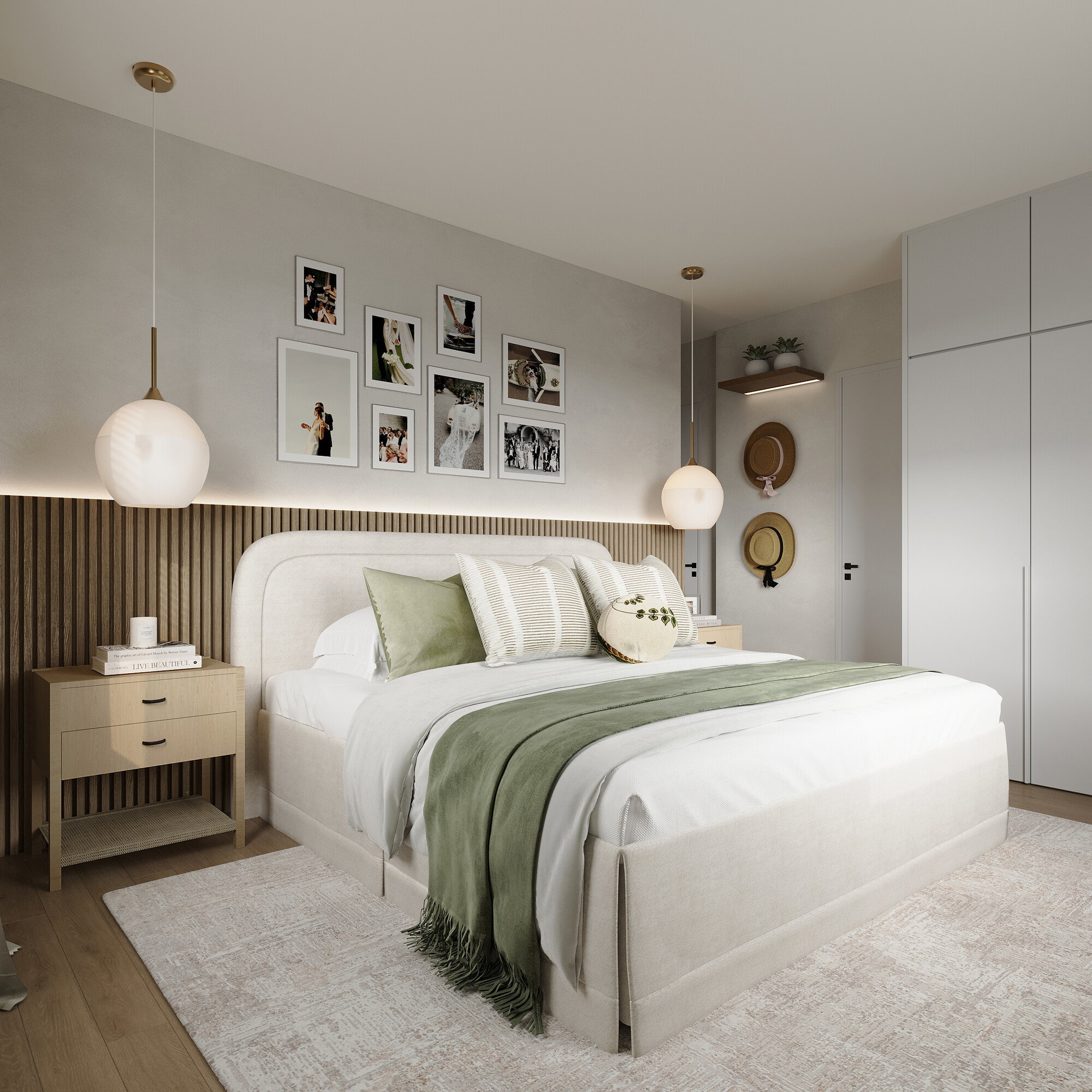 Renderización de la renovación de apartamento de minimalismo sereno