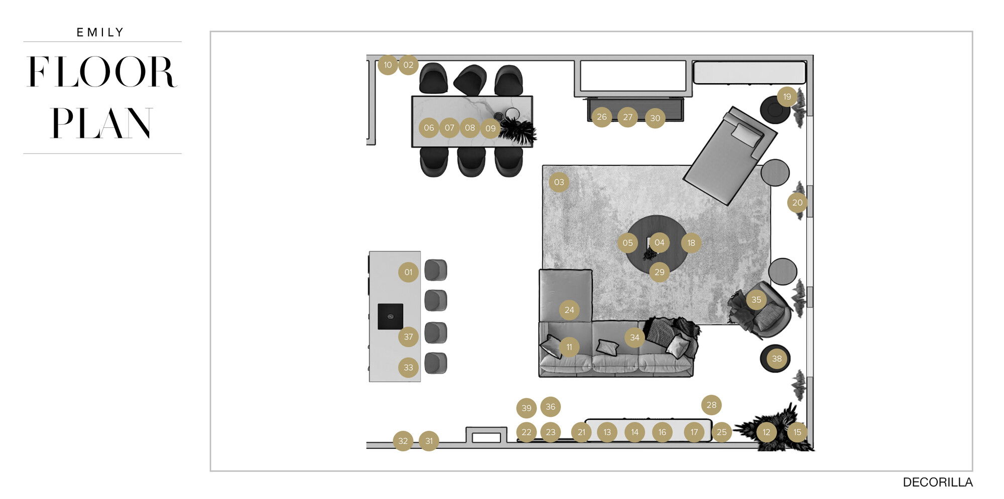 Online Designer Combined Living/Dining Floorplan