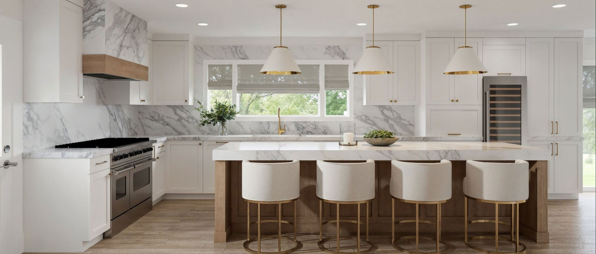 White Modern Kitchen Remodel- After Rendering