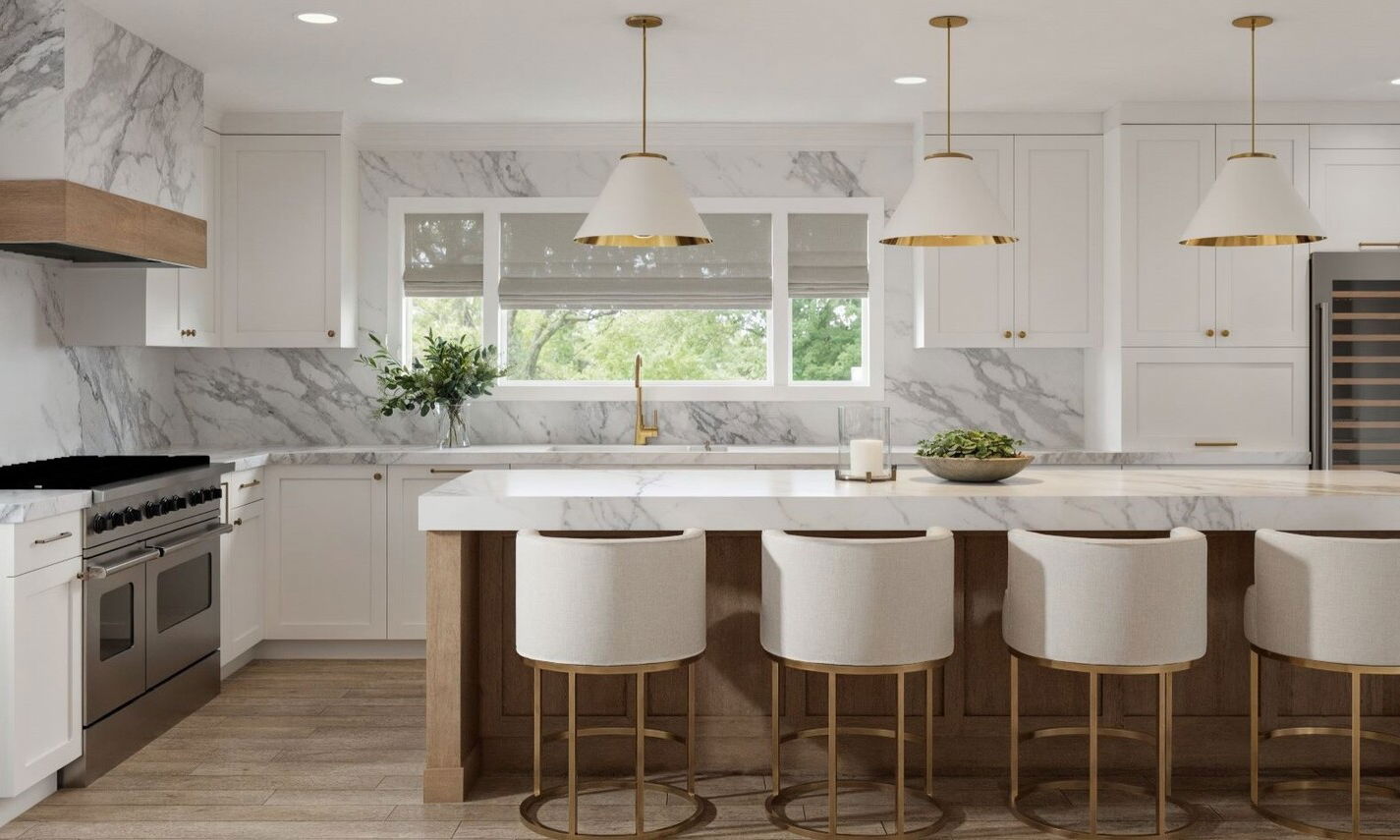 White Modern Kitchen Remodel by affordable Anaheim interior designers