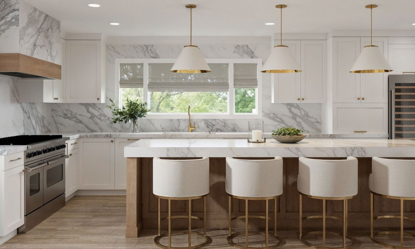 White Modern Kitchen Remodel by top Orange County interior designers