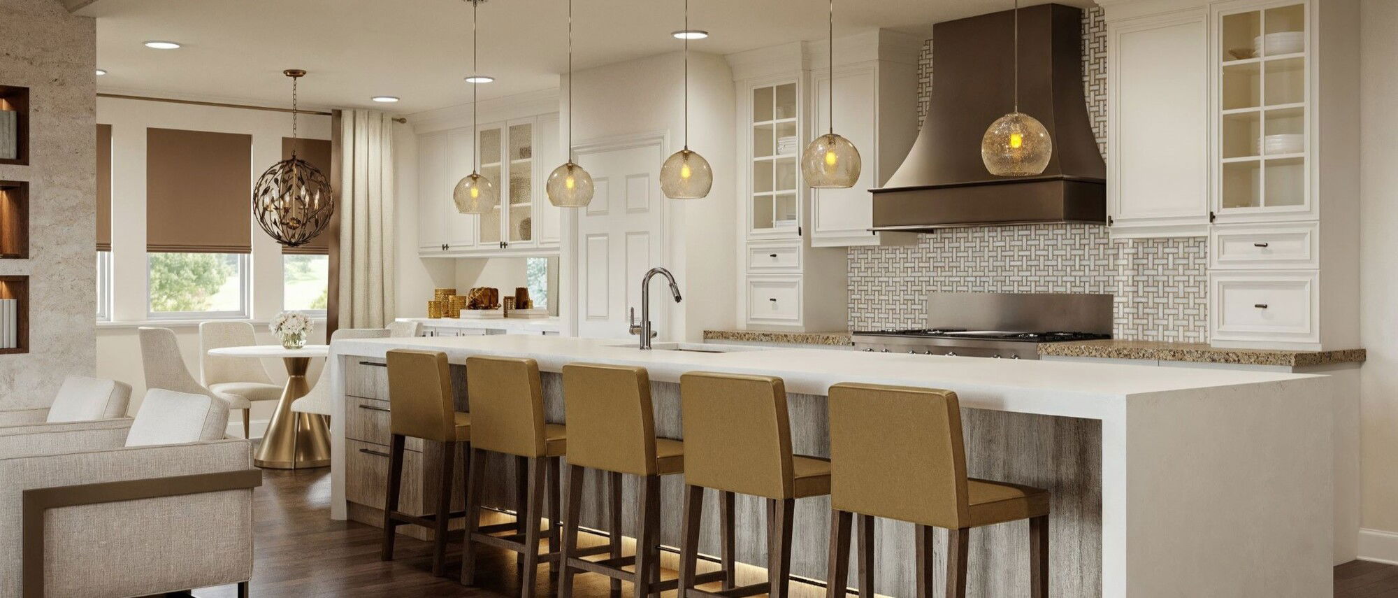 Diseño Moderno Combinado de Sala y Cocina - Render Después